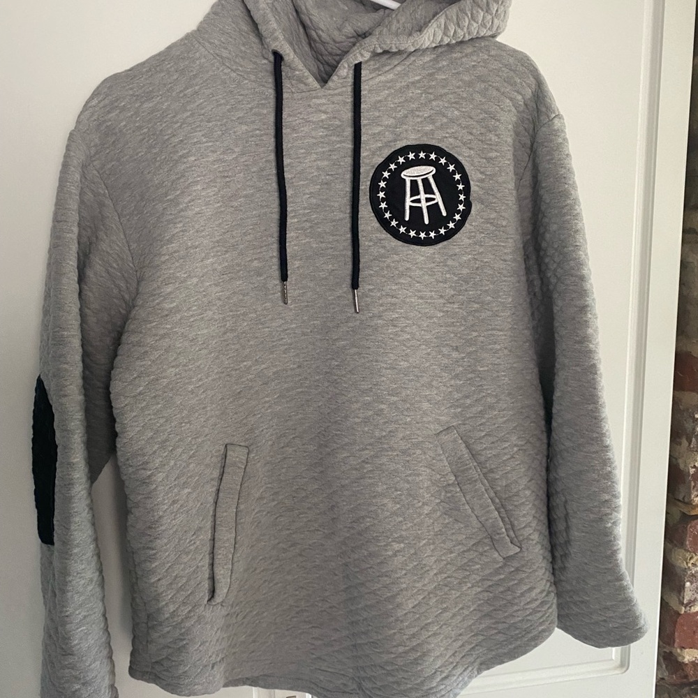 Gray Quilted Hoodie with Logo